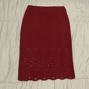 SHEIN Burgundy Textured Cut-out Stretchy Pencil Skirt Size Medium